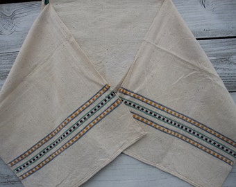 Vintage Embroidered Linen Tea Towel, Ukrainian Rushnik, Rustic Decor