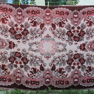 Jacquard bedspread, jacquard coverlet, cotton rectangle tablecloth for farmhouse,picnic blanket, jacquard throw, bedspread coverlet.Ukraine.