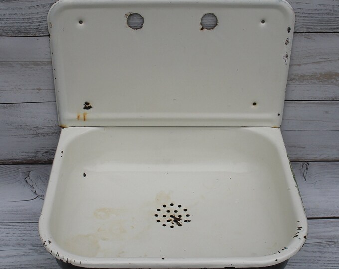 Bathroom Sink, Vintage Enamel Kitchen Sink, Farmhouse Metal Sink