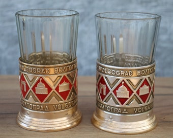 2 Set russische podstakannik,sowjetische Glashalter Küche Dekor,Trinkgefäßhalter UdSSR,sowjetischer Teeglashalter,Trinkgefäßhalter UdSSR