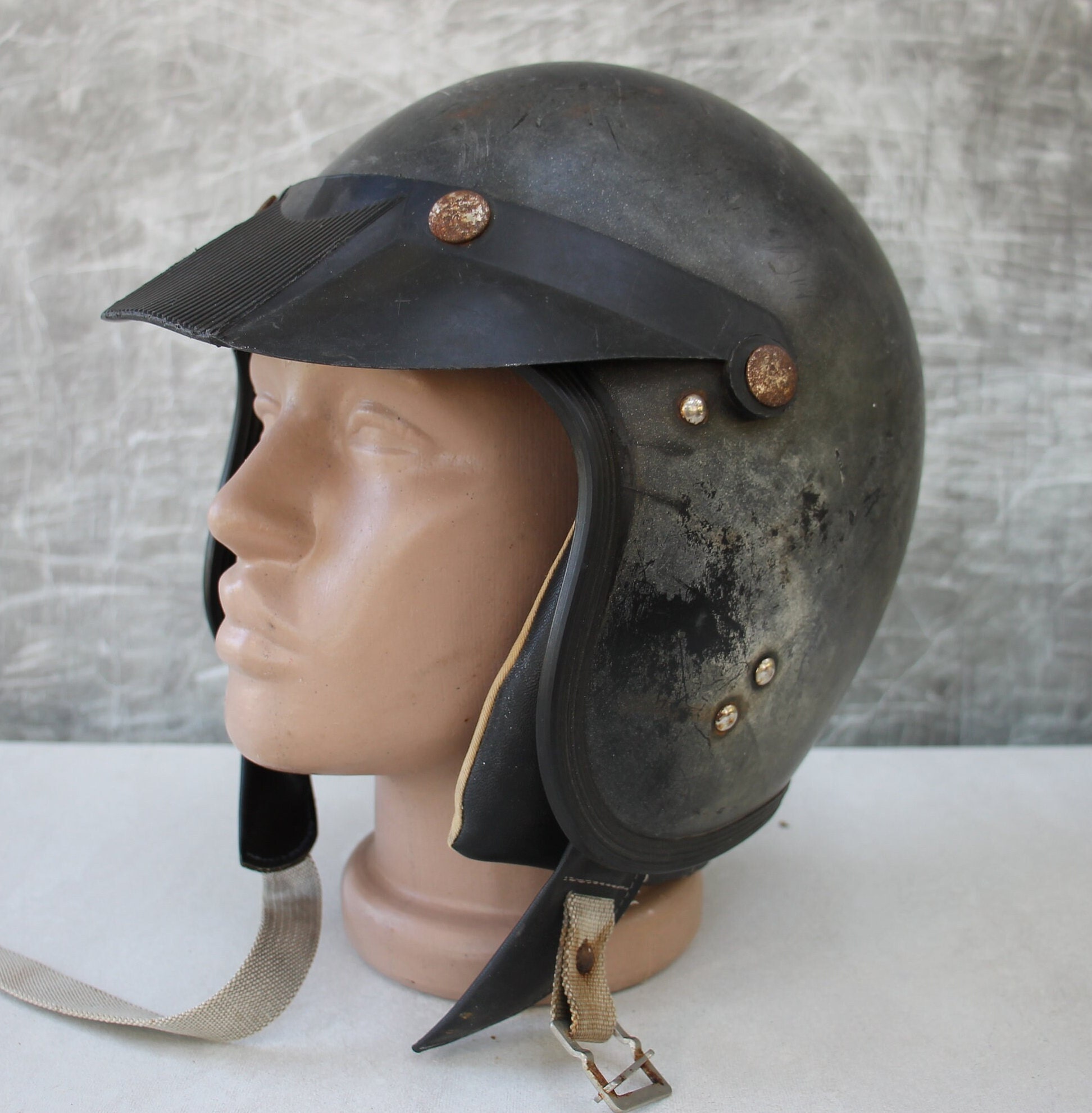 Vintage Motorcycle Helmet, Soviet Motorcycle Helmet for