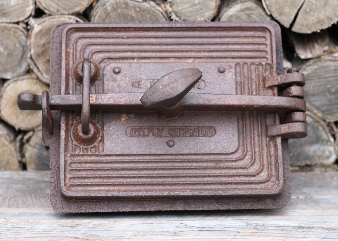 Cast iron wood fired oven door antique metal door soviet Etsy