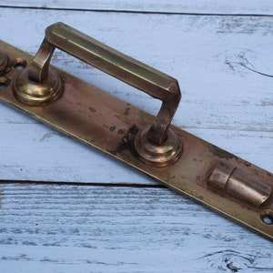 Antique brass large door handle, vintage front door handle, gold barn door handle wall decor, rustic metal door handle, door knob outdoor.