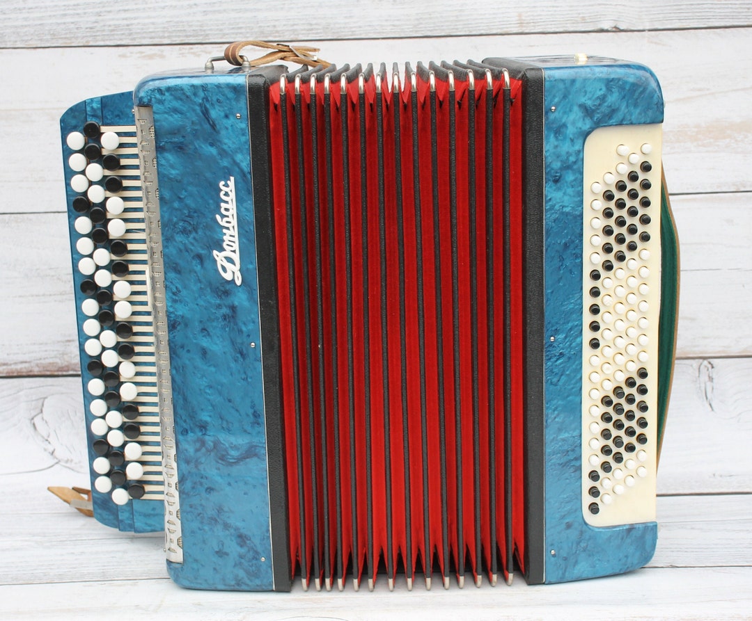Working Accordions Soviet, Bayan Donbass, Harmonic, Antique Blue Button