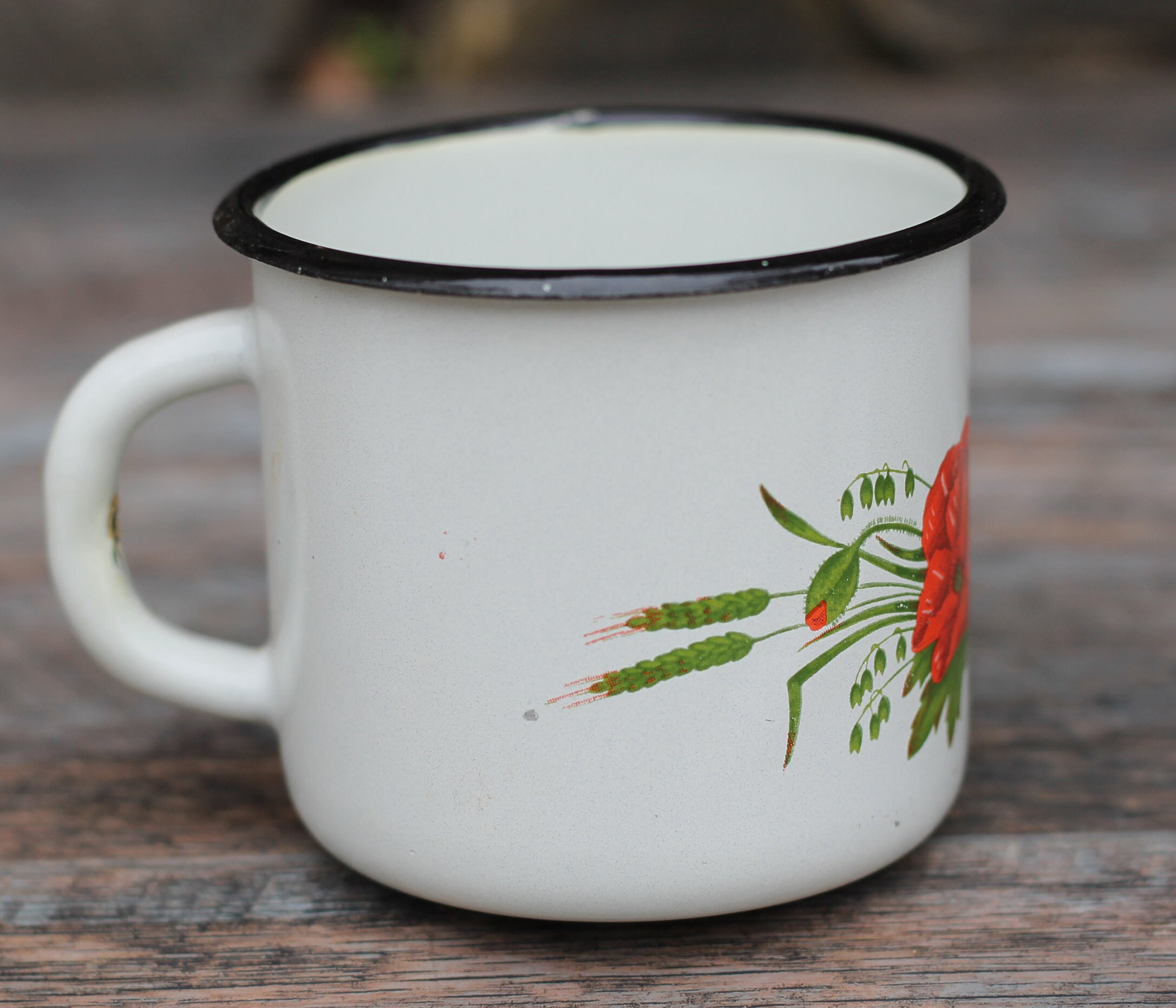 Vintage enamel mug retro camping mug mug with flower Etsy