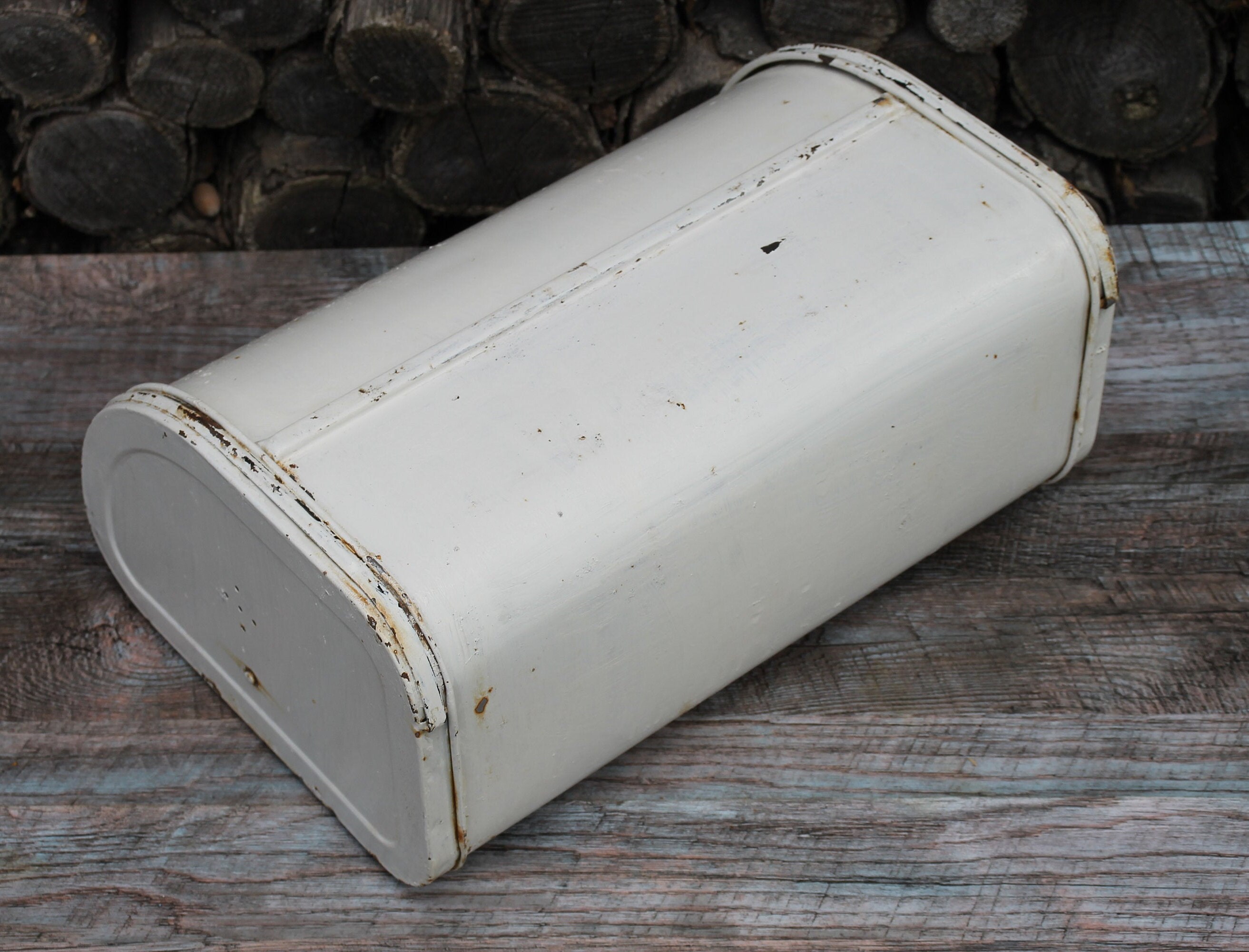 Vintage White Bread Box Large Rustic Bread Box for Decor Etsy UK