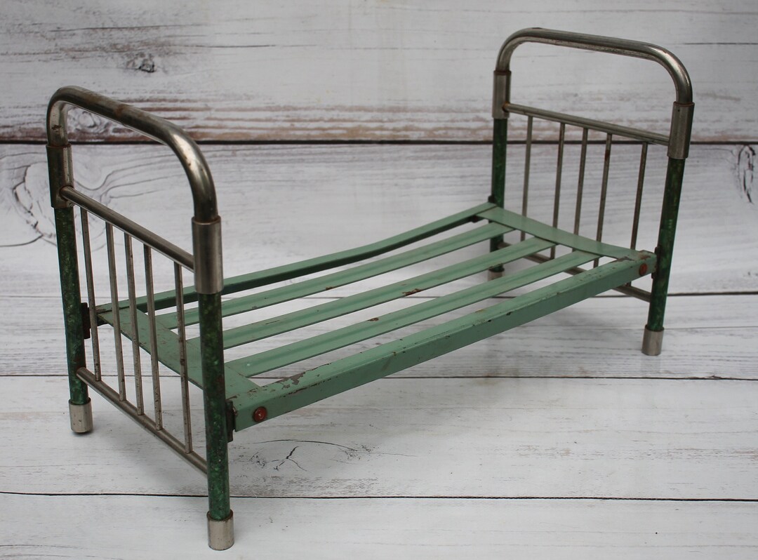 Vintage Metal Doll Bed Dollhouse Furniture Crib for Dolls Etsy