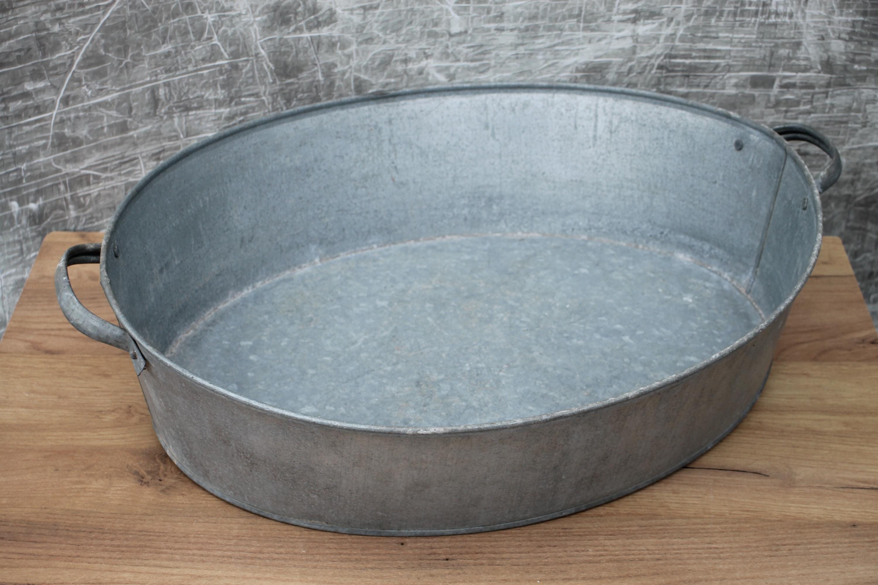 Galvanized bath, vintage large bathtub,Antique Galvanized Tub farmhouse decor,sink, Rustic bassine zinc, garden bird bath, Galvanized basin.