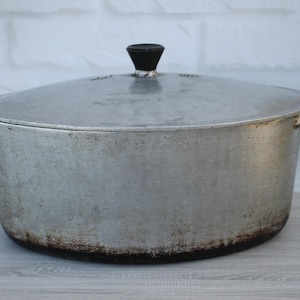 Cast iron roaster, cookware,vintage cast iron pot,cast aluminum roaster,duckling,gosling,kitchen oven pan,cooking pot,dutch oven,goose pan.