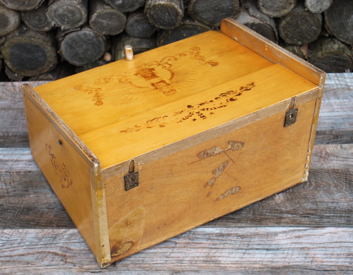 Bread Box Wood Vintage Rustic Wooden Bread Box Antique Bread Etsy