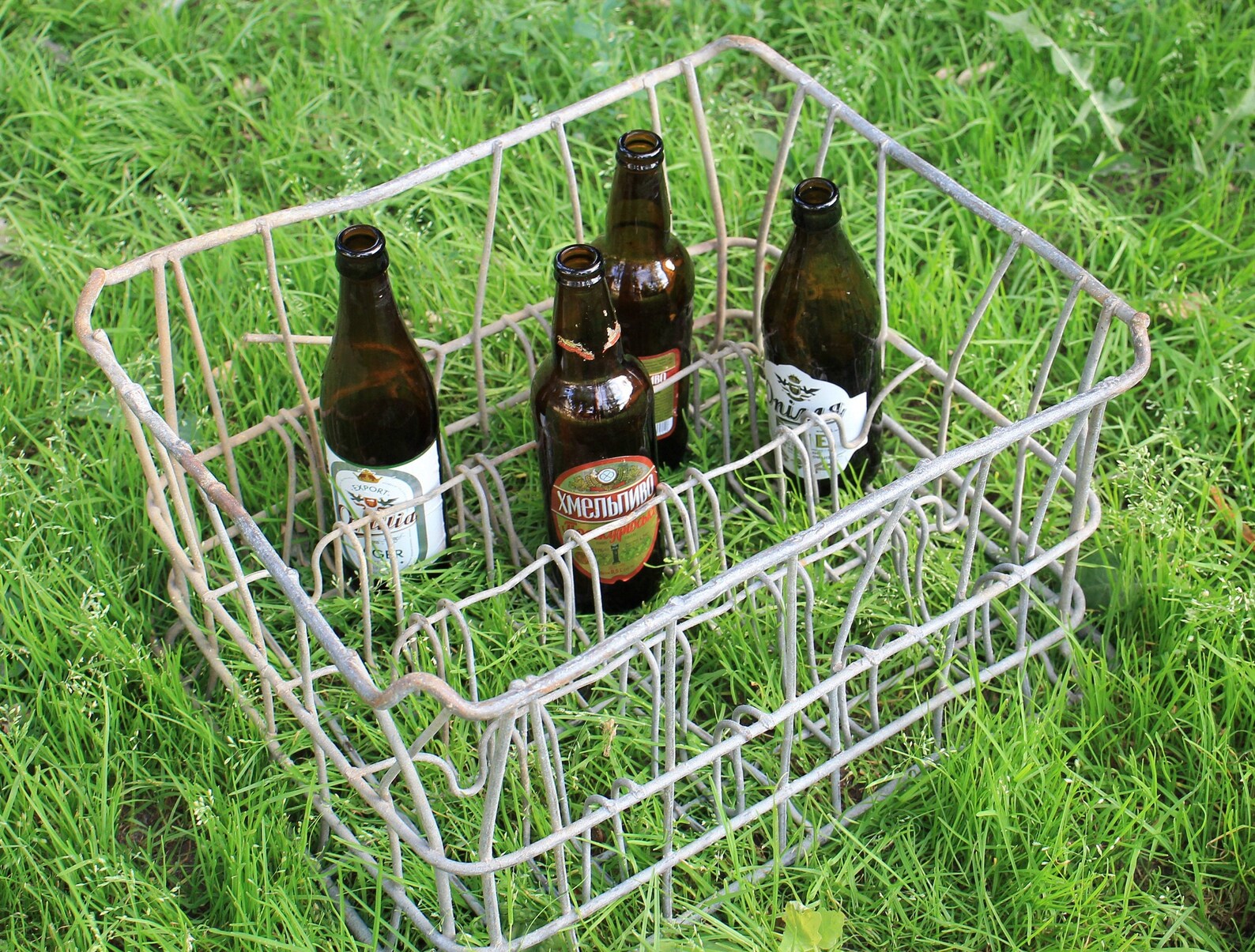 Milk bottle soviet vintage metal crate for decor outdoor Etsy