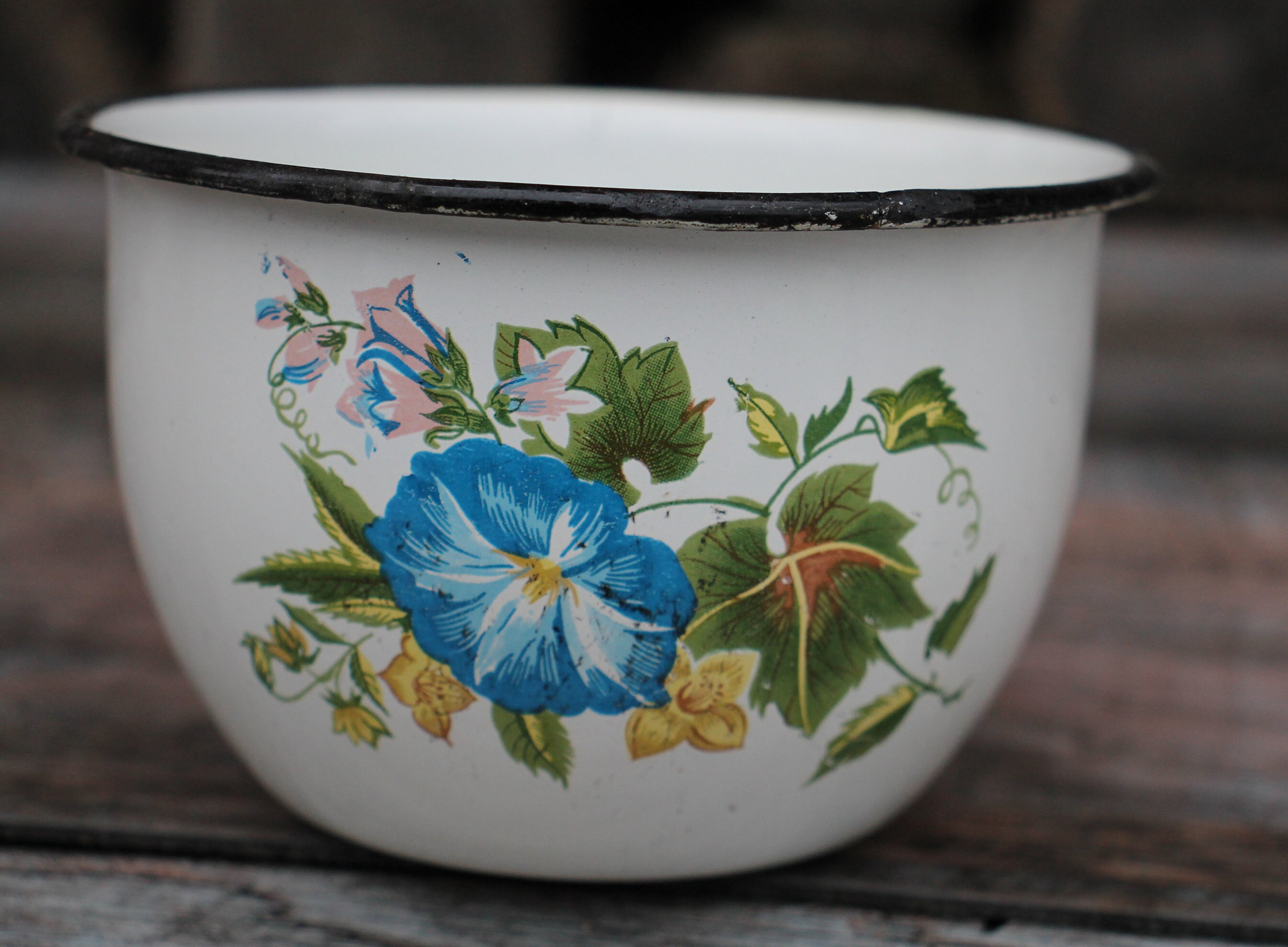 Vintage Enamel Mug Retro Camping Mug Mug With Flower Etsy