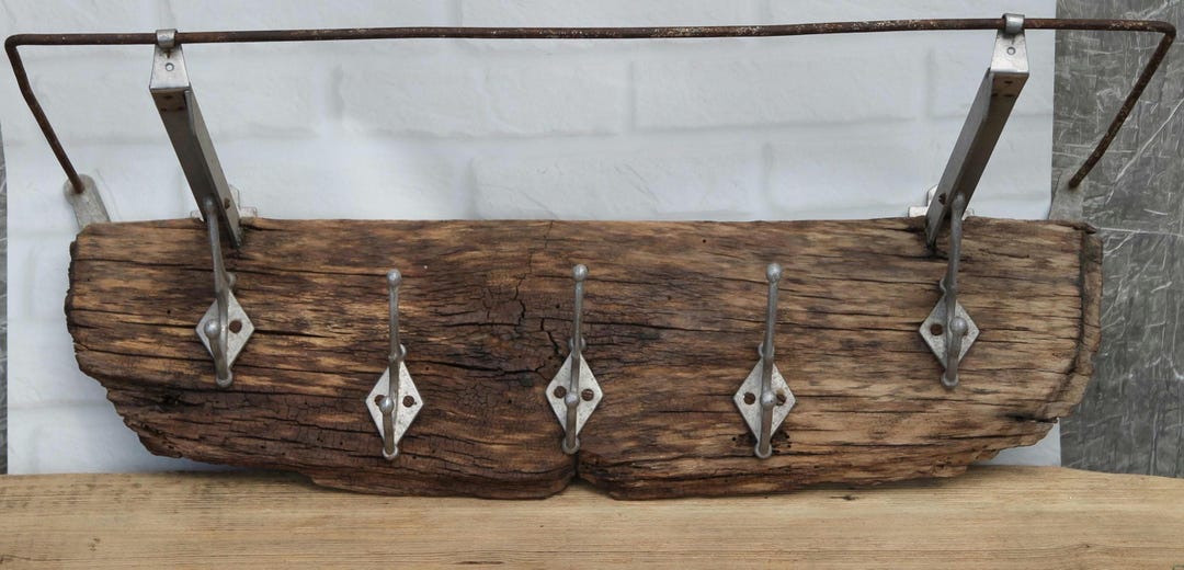 One-of-a-kind Centuries-old Live Edge Reclaimed Wood Coat Rack - 5 Hand ...