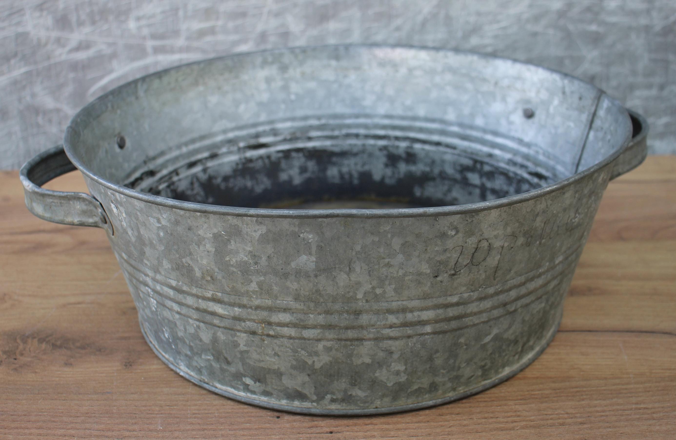 Vintage Galvanized Basin, Farmhouse Decor, Garden Bird Bath - Etsy