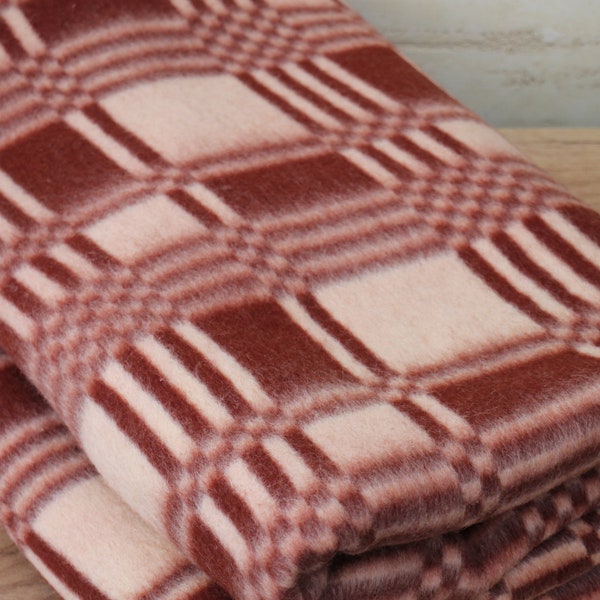 New Checkered plaid, brown wool bedspread vintage, plaid fabric by the yard, bed bedspread, throw blanket boho for farmhouse, soviet blanket