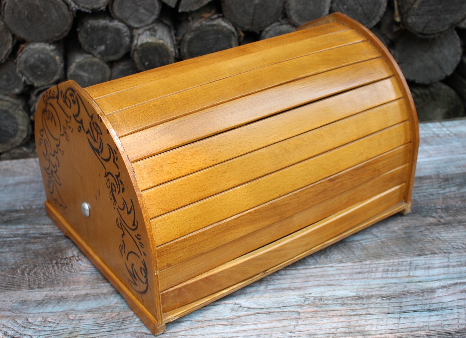 Vintage Bread Box Wooden Large Bread Box Rustic Bread Box Etsy