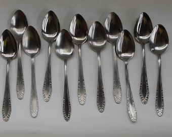 Vintage USSR Stainless Steel Spoons Set, 1970s Kitchen Decor