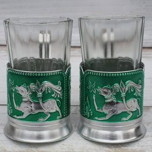 2 set Russian podstakannik,soviet glass holder kitchen decor,tea glass holder,russian tea glass holder,metal cup holder USSR,russian tea set