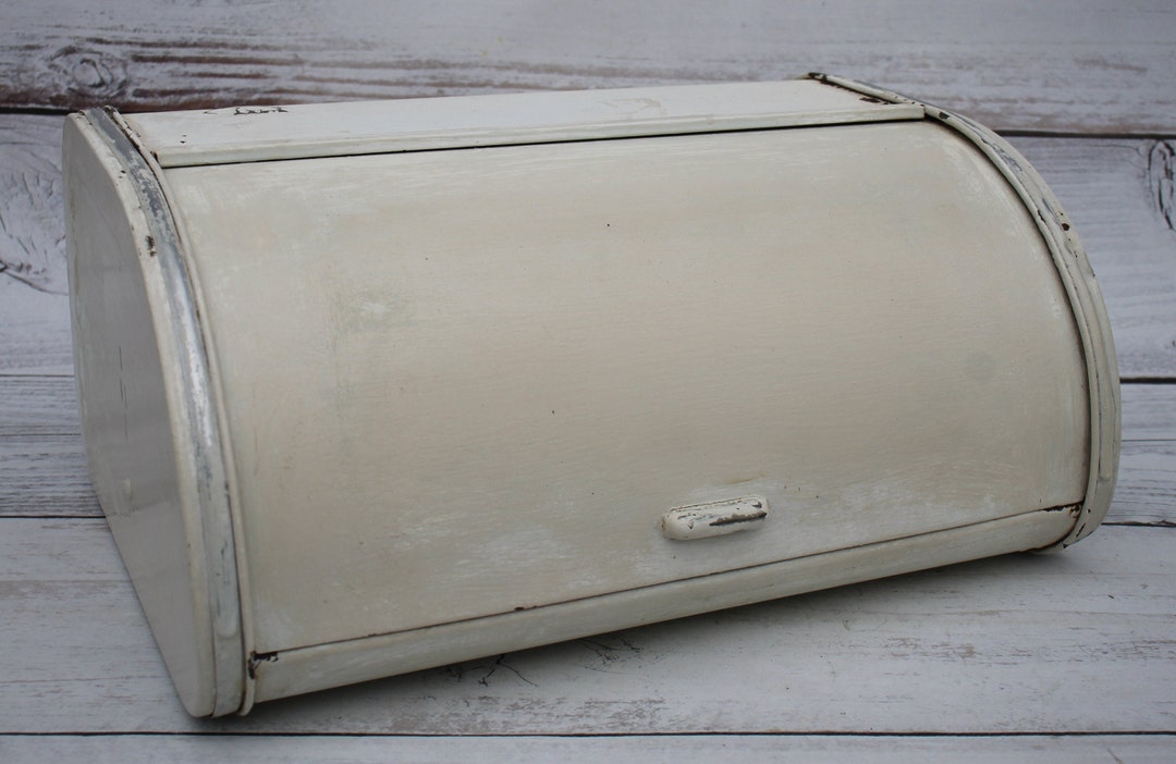 Vintage White Bread Box, Large Rustic Bread Box for Decor, Farmhouse Soviet Bread Box, Bread Box