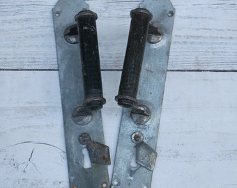 2er Set Vintage Metall Scheunentür Griffe, UdSSR, rustikale Bauernhausdekoration