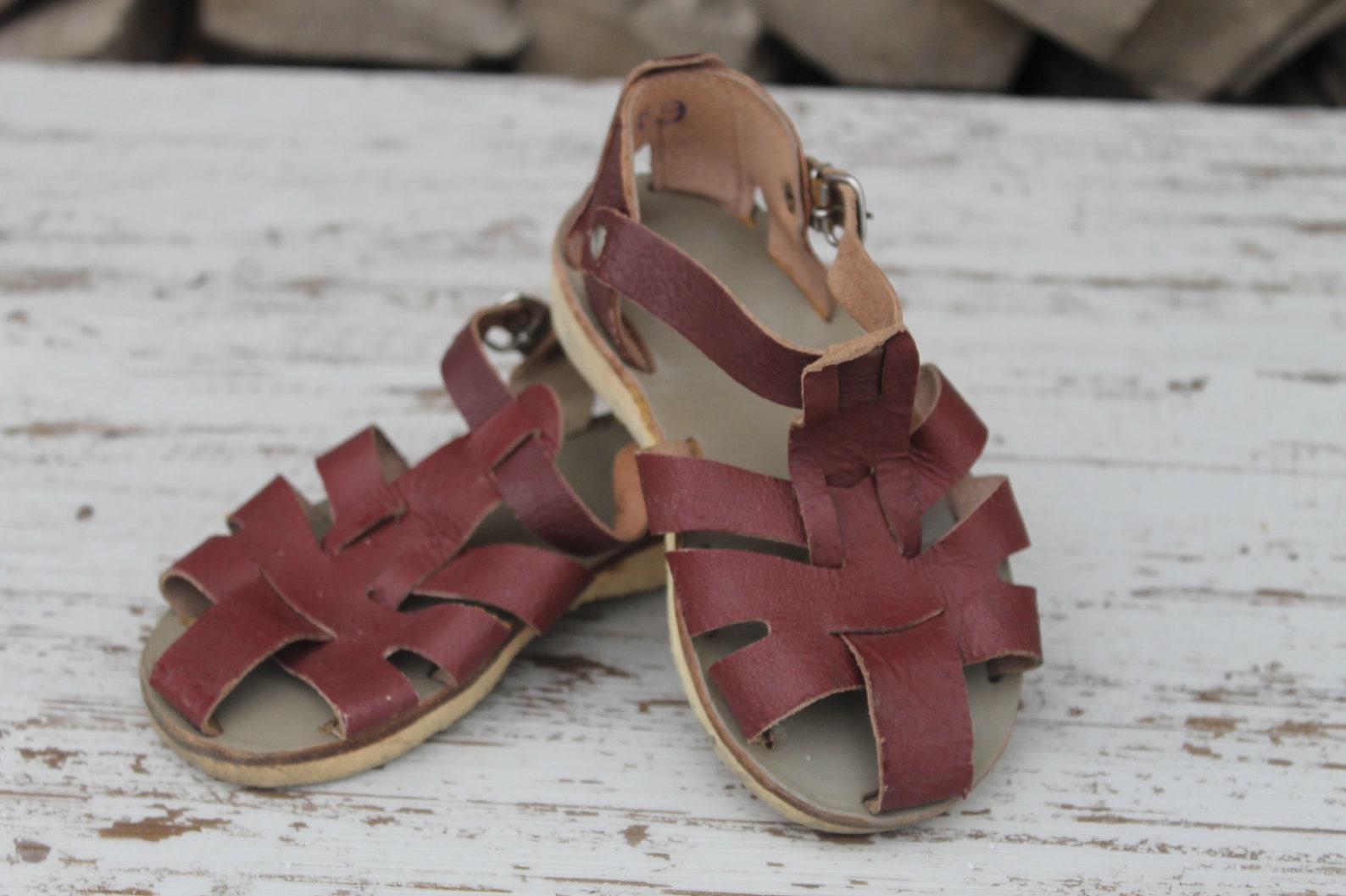 Vintage Leather Sandals Soviet Babies Shoes Kids Brown Etsy