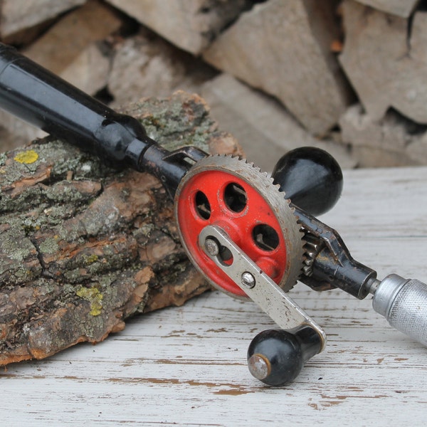 Soviet egg beater drill, men gift hand primitive drill, vintage tools, antique russian hand tool, craftsman hand drill made USSR in 1970s
