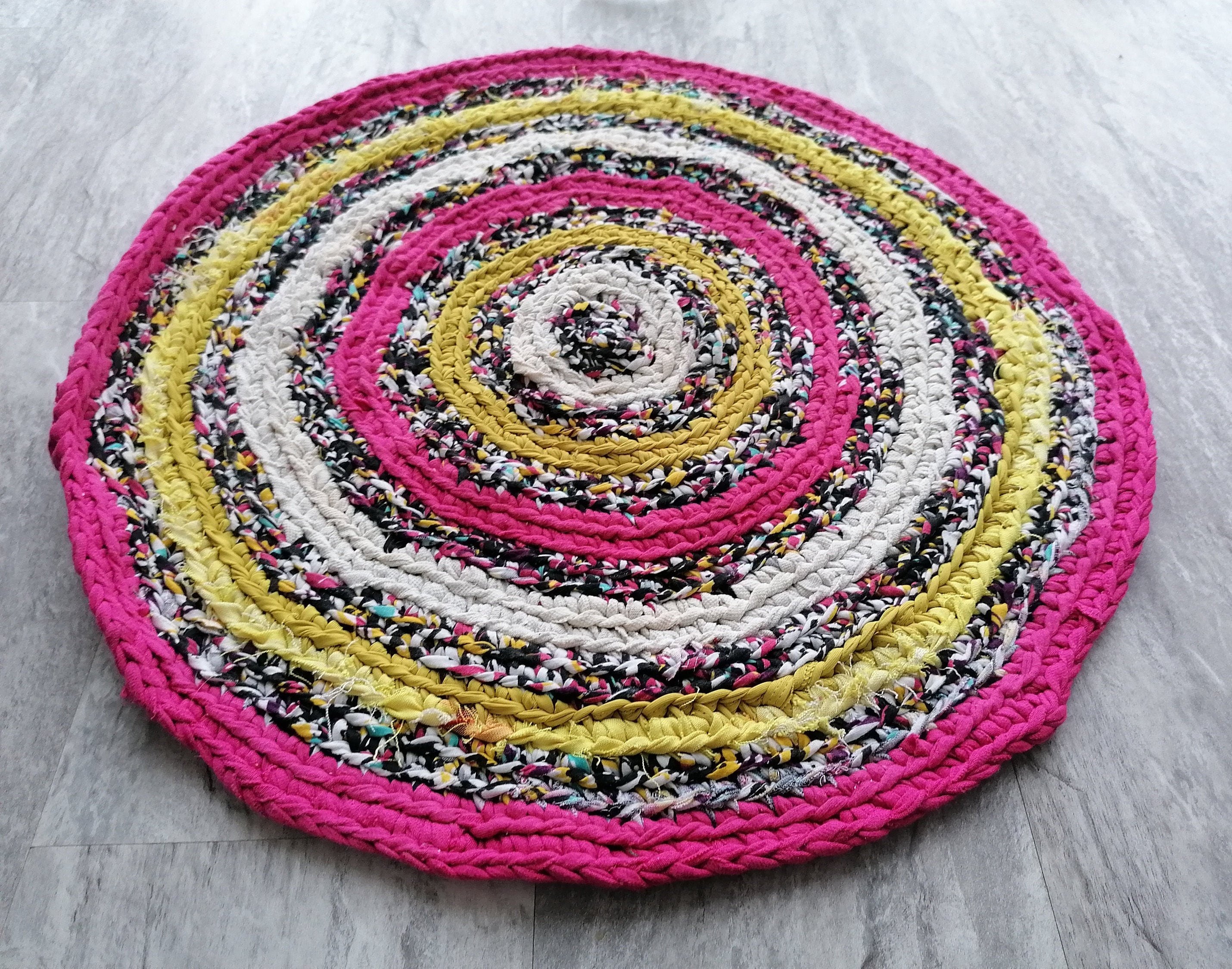 Small Rag Rug,farmhouse Rustic Rug,pink Vintage Rag Rug,kitchen Round ...