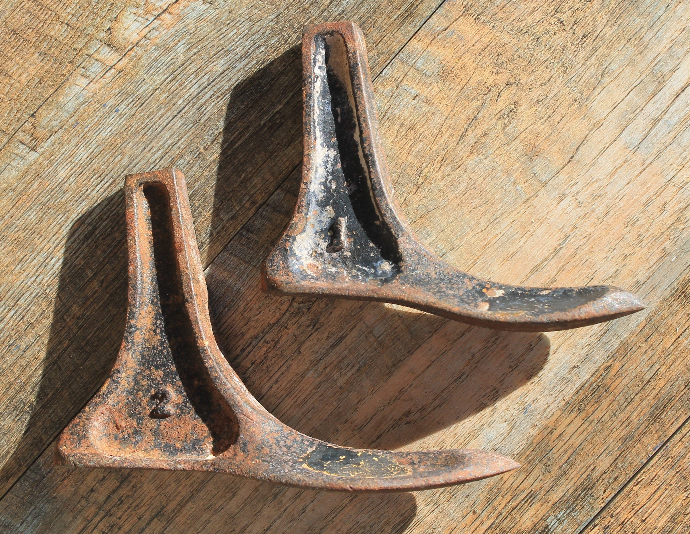 Set 2 shoe last vintage shoe shine metal shoe form for Etsy