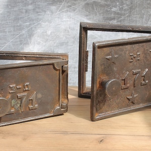 Set of 2 wood stove door, B-B-Q, Cast iron wood fired oven door, antique metal door, rustic oven door, vintage wood stove door made in USSR.