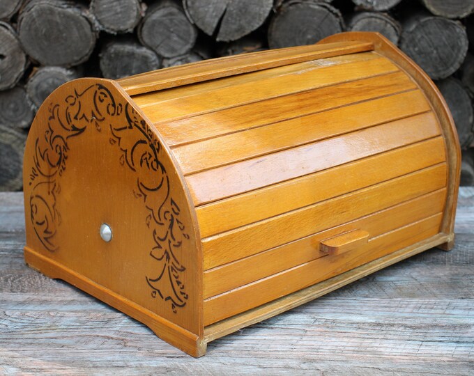 Vintage Bread Box Wooden Large Bread Box Rustic Bread Box Etsy