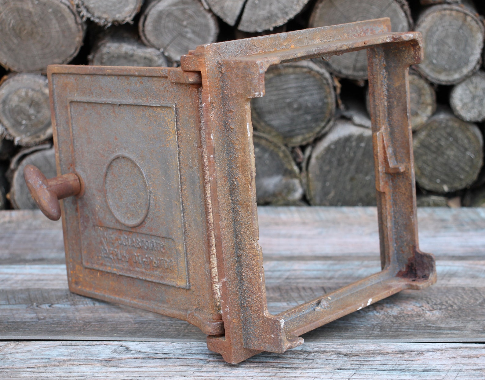 New Cast Iron Wood Fired Oven Door, Antique Metal Door, Soviet Furnace
