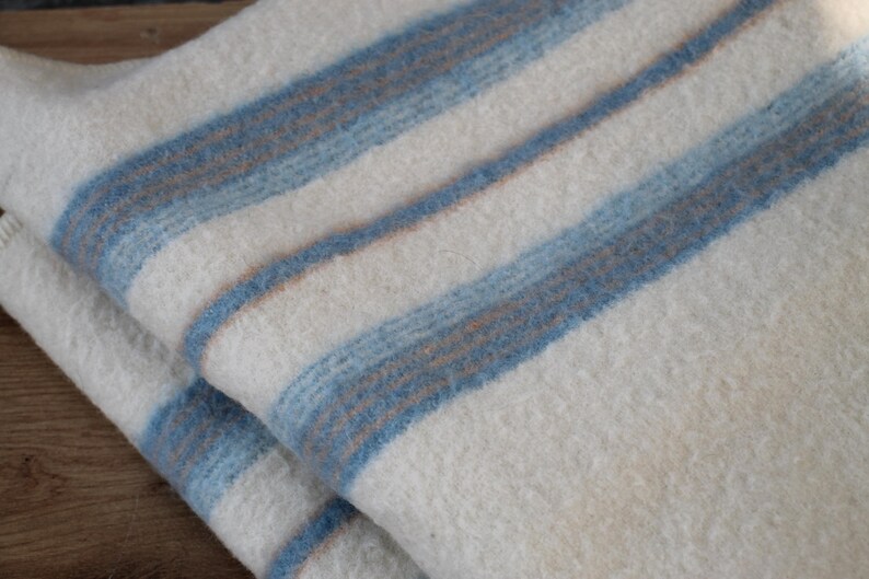 Wool Blanket, Vintage White Woolen Blanket, Wool Coat, Heavy Blanket