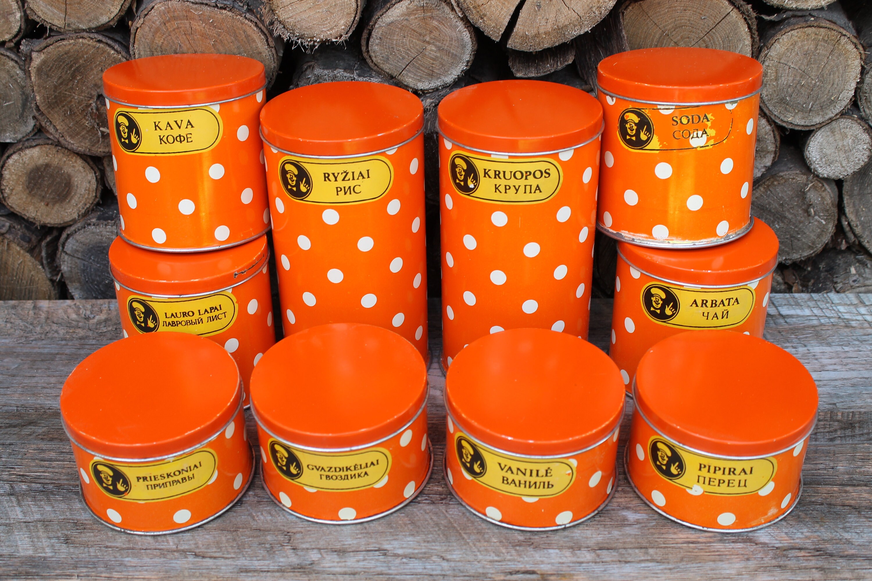 Vintage Küchenkanister Set von 10 sowjetische Küche rote | Etsy