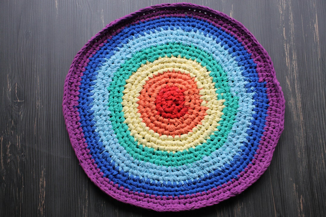 Handmade Round Chair Pads Braided Rug Rainbow Rug for Rustic Etsy