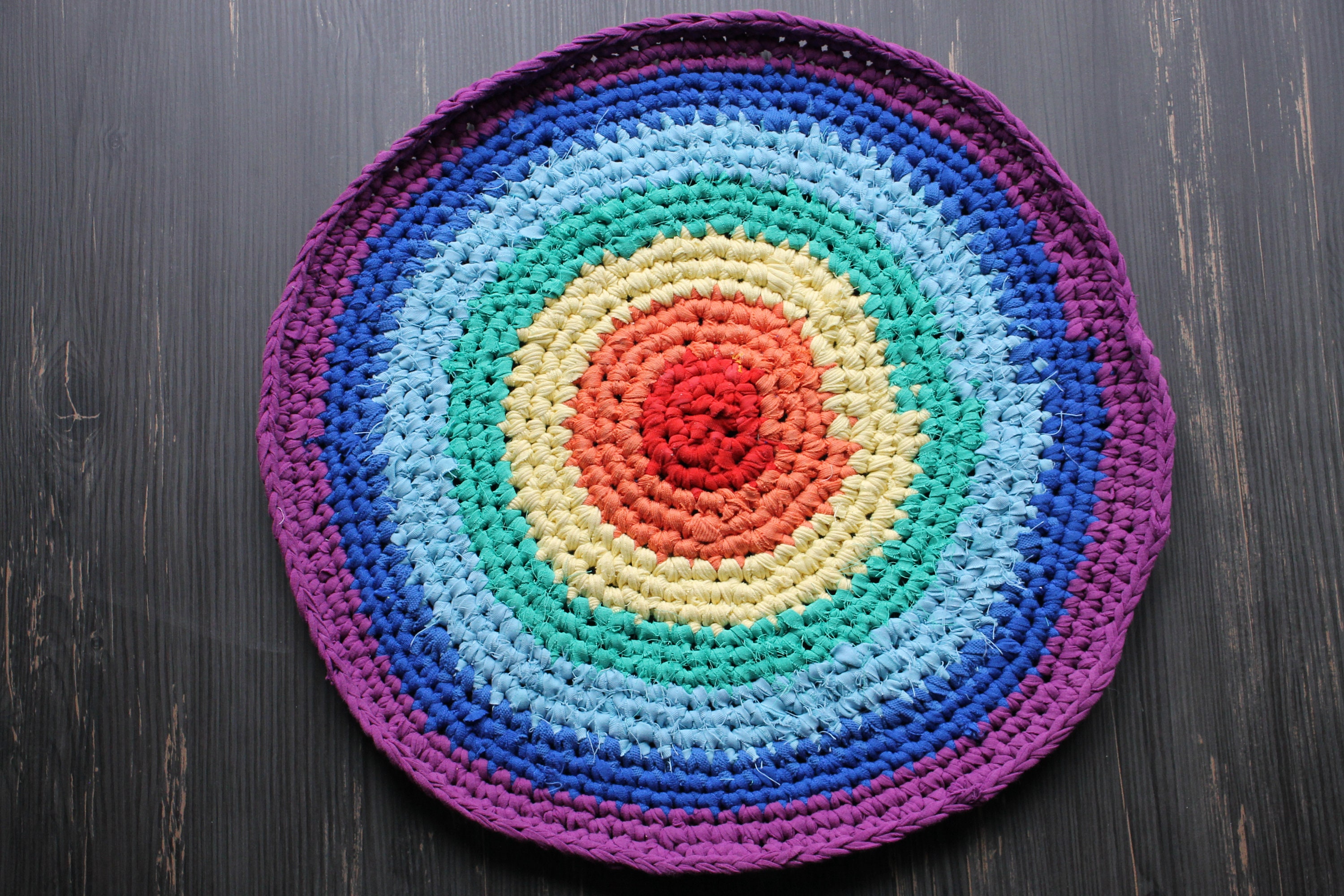Handmade Round Chair Pads, Braided Rug, Rainbow Rug for Rustic ...