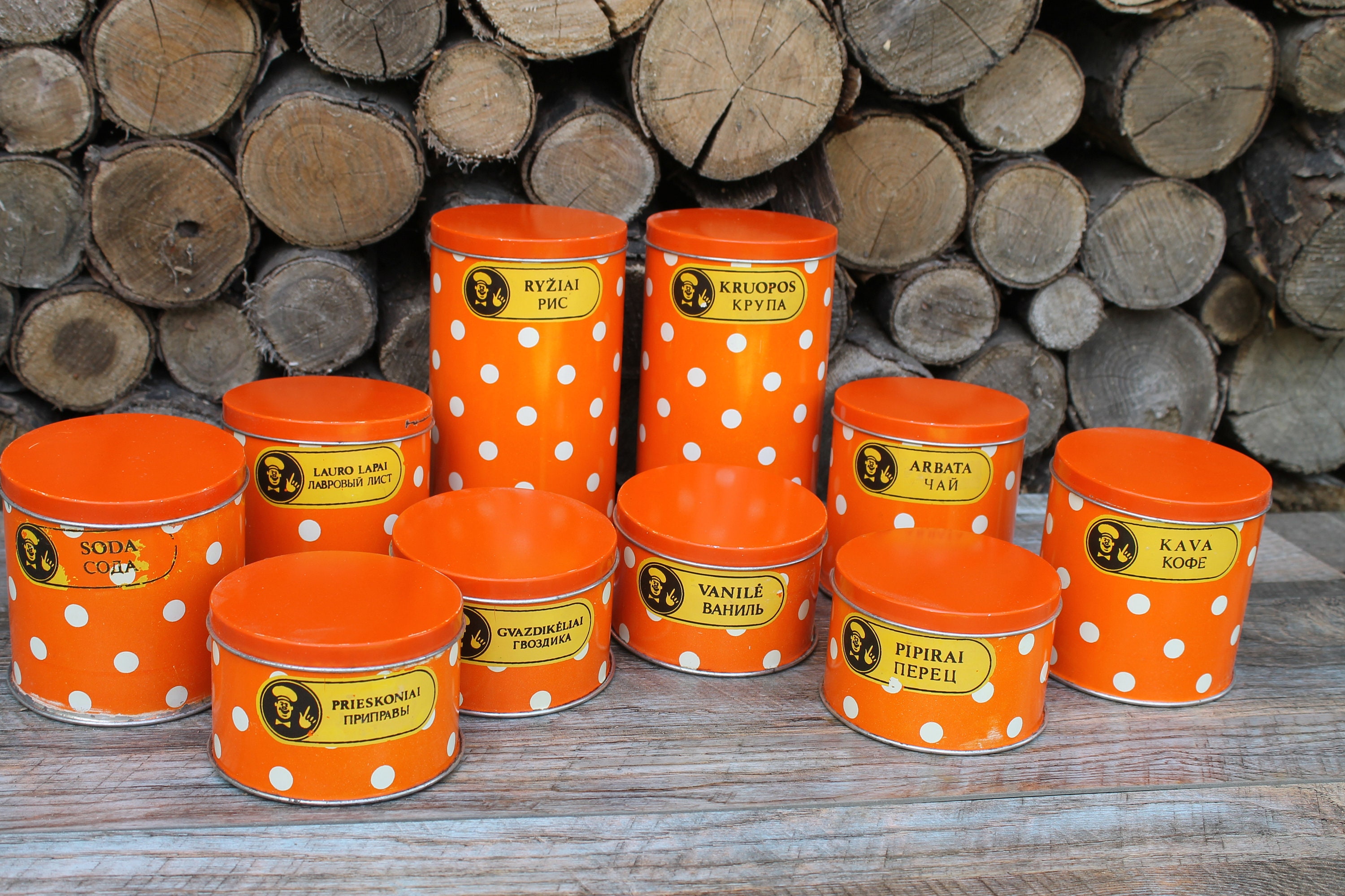 Vintage Küchenkanister Set von 10 sowjetische Küche rote | Etsy