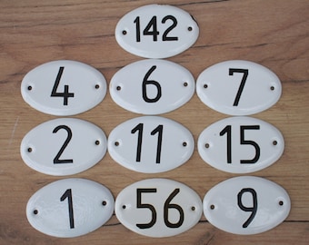House numbers small, metal number USSR, vintage sign number 1 2 4 6 7 9 11 15 56 142, house number plaque,enamel numbers,soviet enamel sign