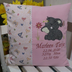 Pillow for childbirth ( Elephant 24 pink butterflies appli )