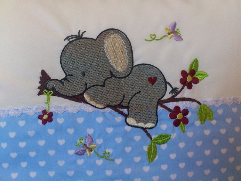 Kissen mit Wunsch Namen Elefant blau Herzen Bild 2