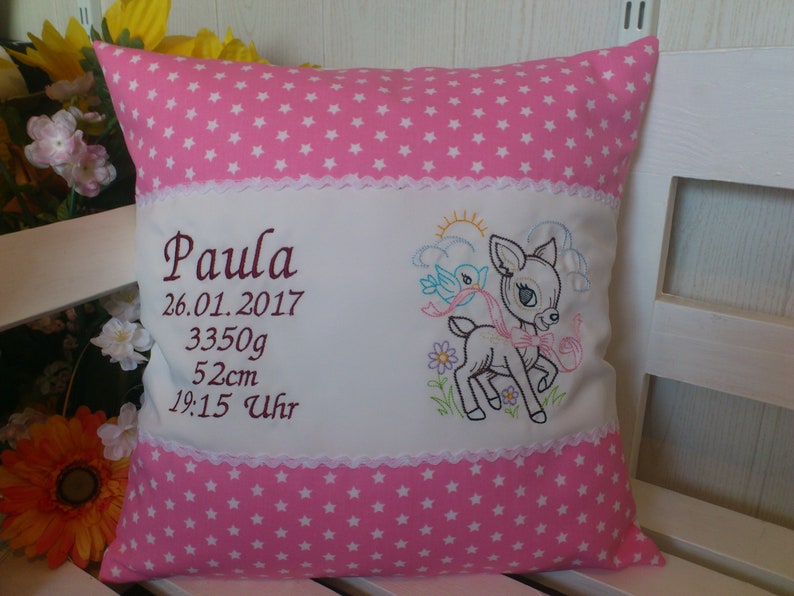 Pillow with name baby fawn image 1