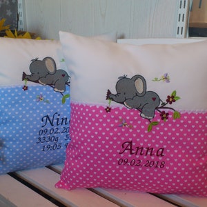Pillow with wish name pink elephant hearts image 4