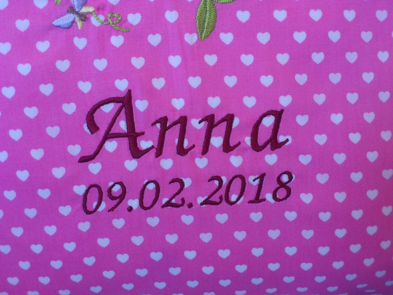 Pillow with wish name pink elephant hearts image 3