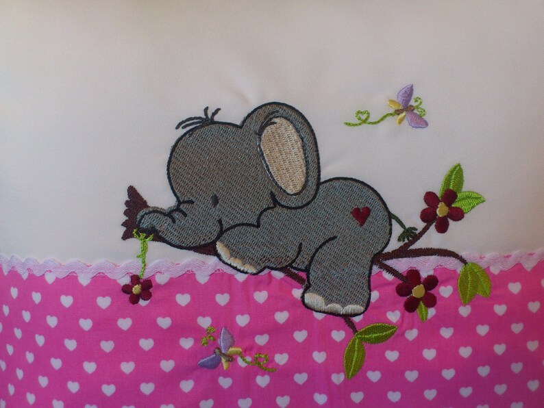 Kissen mit Wunsch Namen rosa Elefant Herzen Bild 2