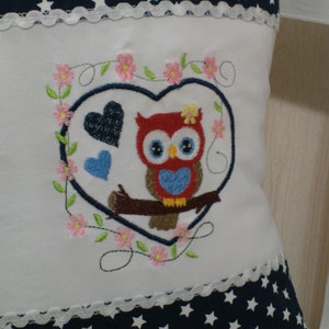 Cushion for birth Owl in heart dark blue stars image 2