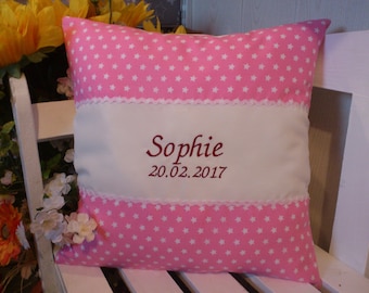 Pillow with desired name (stars pink)