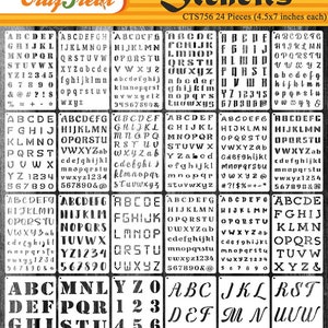 CrafTreat 24 pieces letter and number stencils bullet journaling (4.5x7) ,  reusable cake letter stencils , spray paint stencil letters , alphabet  stencils font stencils for painting on wood 
