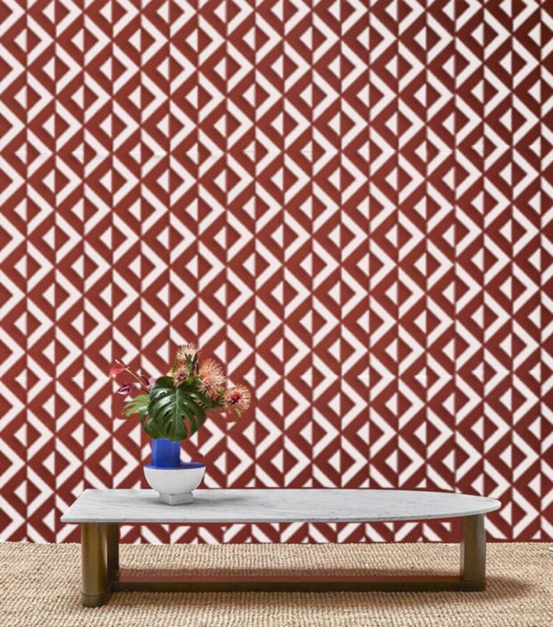 Large WALL STENCIL HERRINGBONE Modern Wall Stencil Etsy