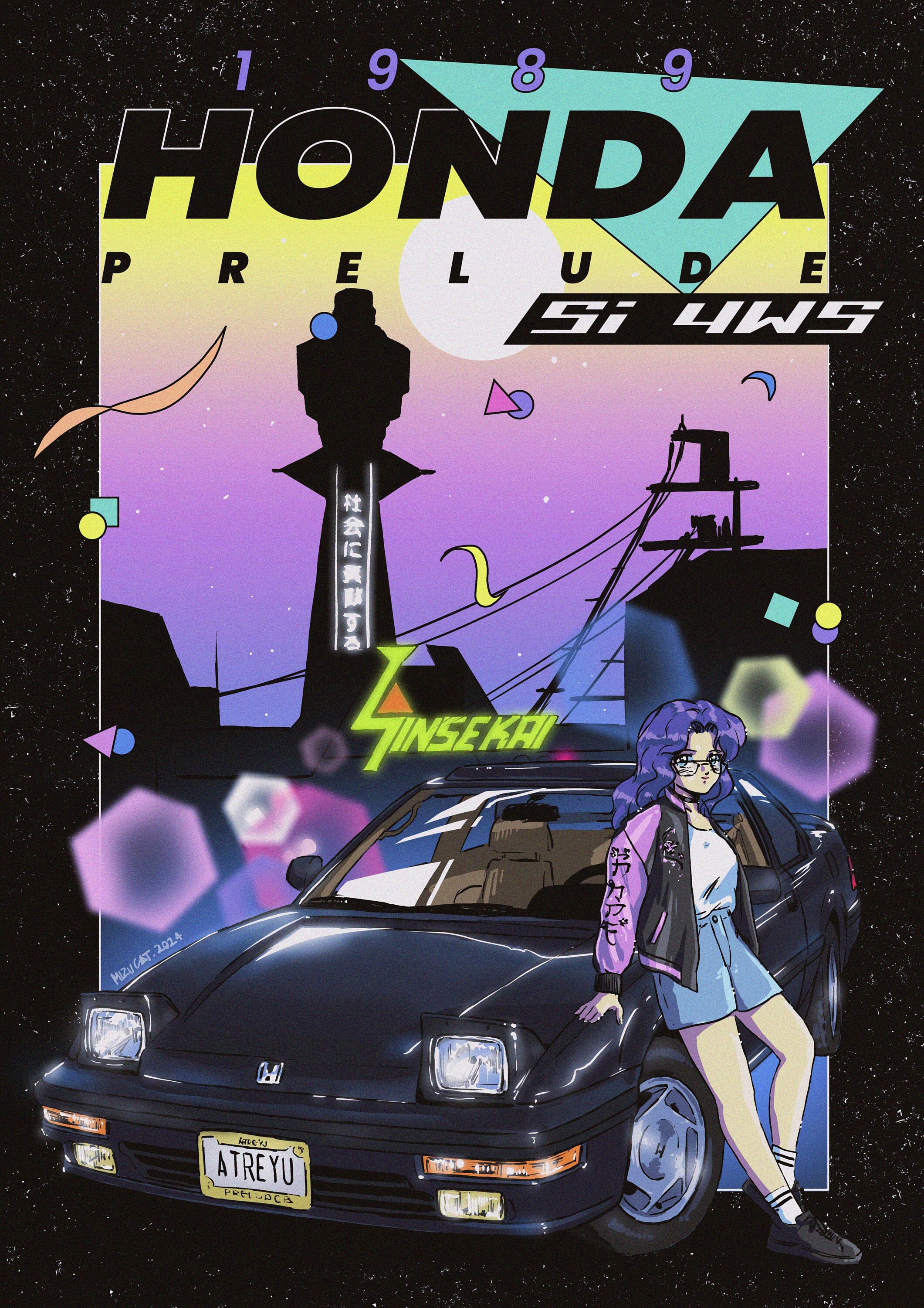 アート・デザイン・音楽 Toby Mott / Prelude Honda Prelude 1989 Print - Etsy