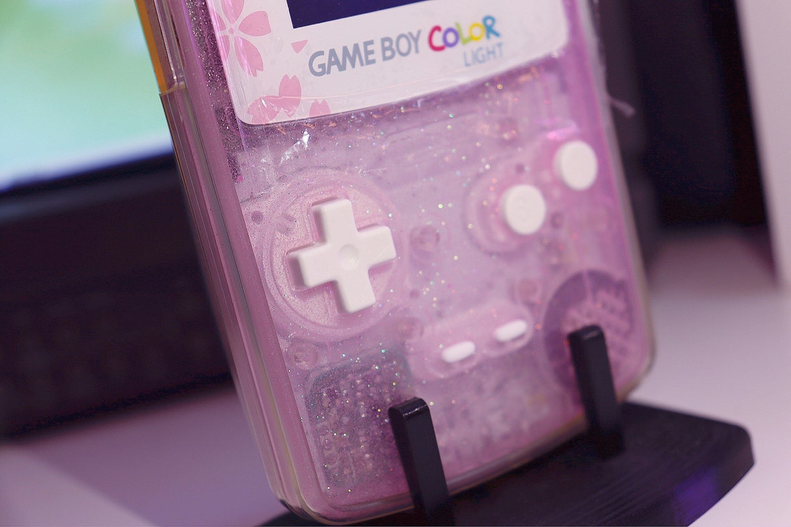 Gameboy Color LIGHT Clear Pink Sakura With Holographic Glitter Etsy