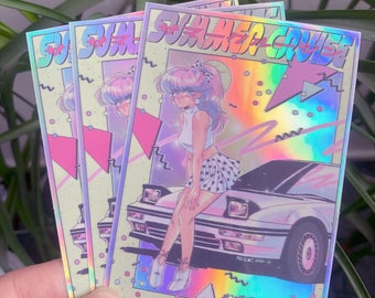 Summer Cruise Holographic Sticker BIG 10 cm